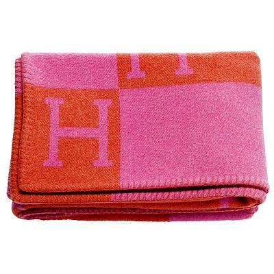 hermes pink and orange blanket|hermes plaid blanket.